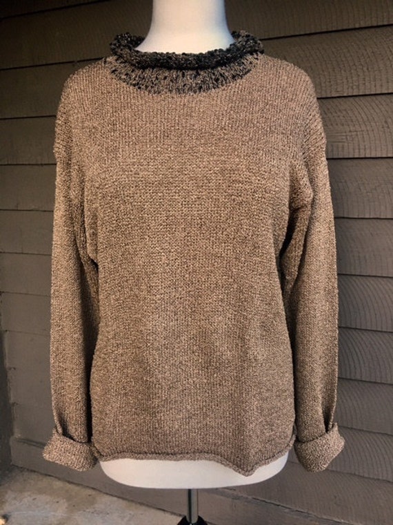ANI BARRIE Sweater, Hand Loomed, Pullover, Rolled 