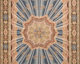 12.1 x 14.11 Abadjian Savonnerie Carpet, Wool On Cotton With Antique Look.