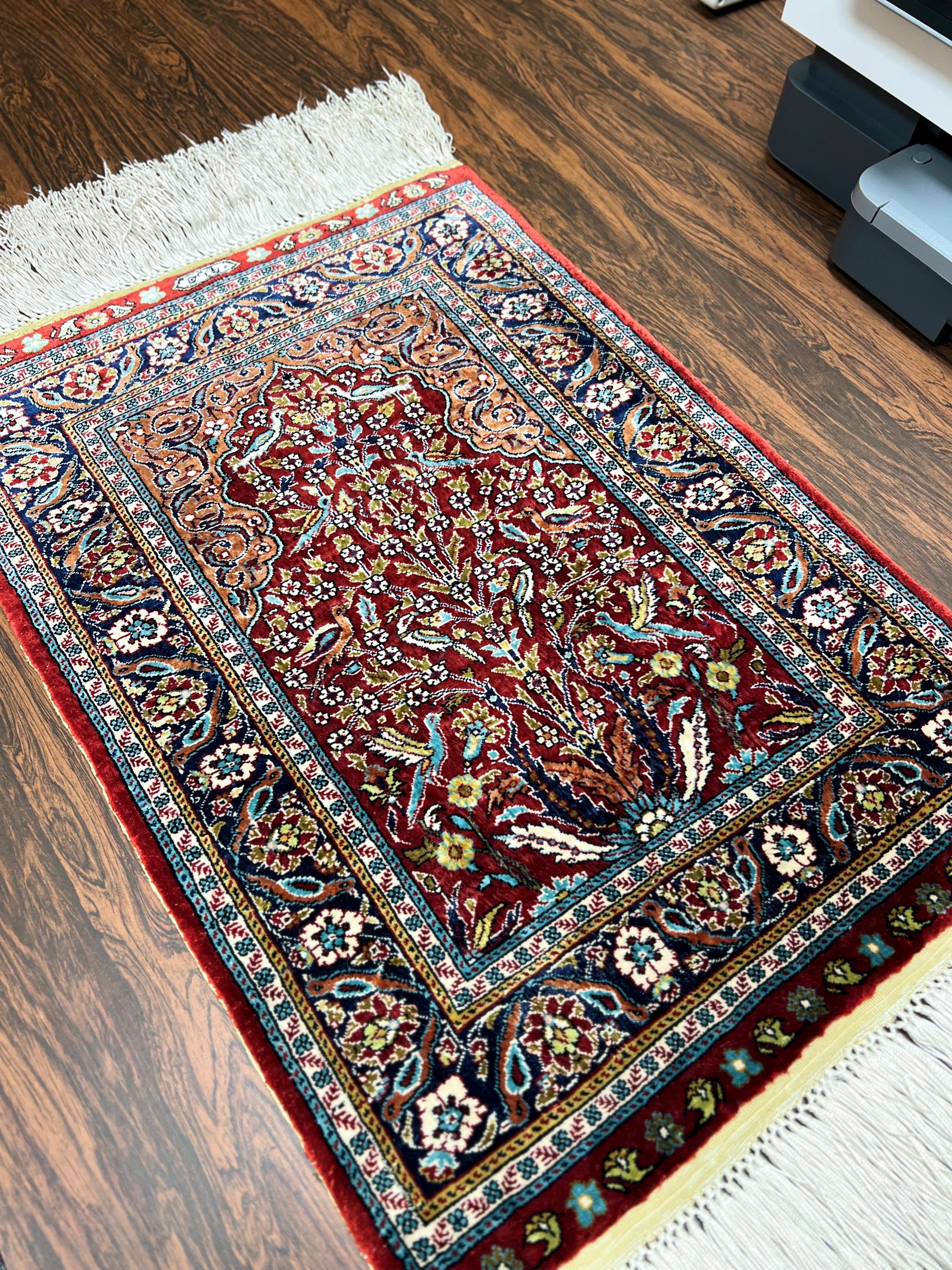 美品 手織り シルク トルコ HEREKE ヘレケ ゴルダニ文様 ペルシャ 絨毯 Hereke silk rug - Etsy 日本