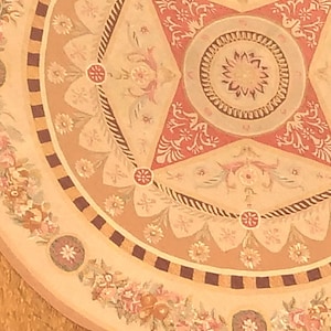 5 x 5 Round Aubusson Rug Empire Style, Hand Woven Flat Tapestry Weave Meter Size 152 x 152