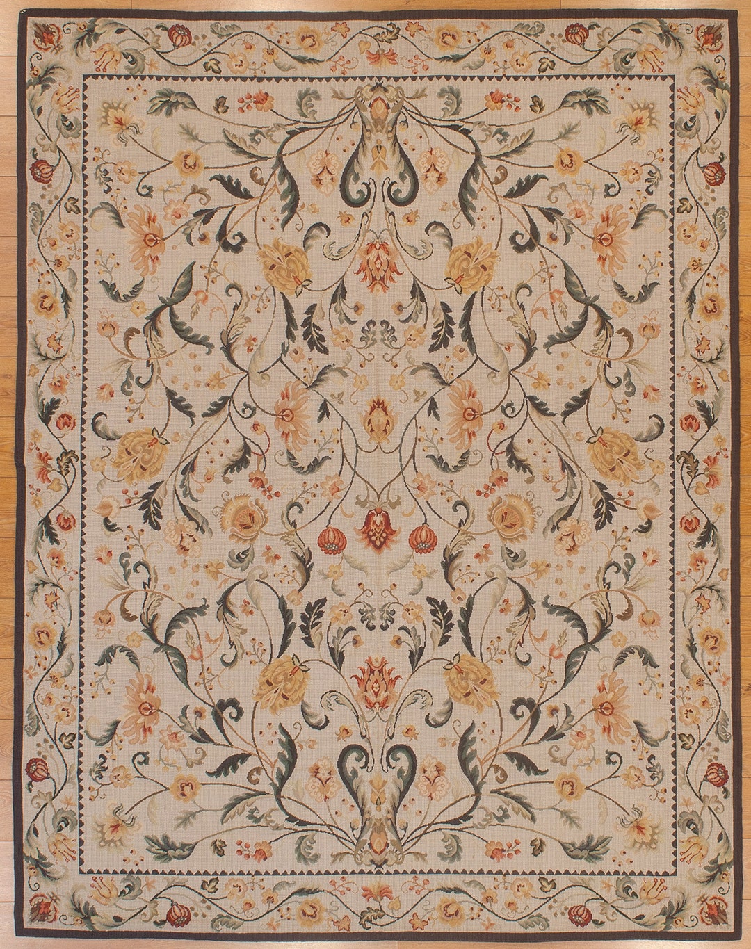 Multi Weave Hand Made Needlepoint Carpet Spanish Design 7.8 X 9.11 New