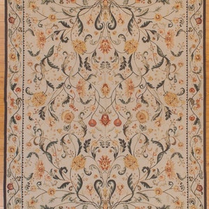 7.8 x 9.11 Multi Weave Hand Made Needlepoint Carpet Spanish Design, New Old Stock