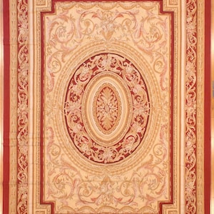 8.9 x 12.9 Aubusson Rug, New Made In The Historic French Tapestry Weaving, Wool On Cotton (flat weave no pile)