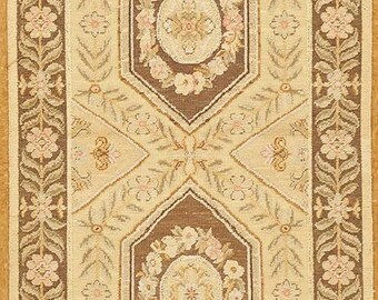 Rug Runner 3.2 x 10.6 New Hand Knotted In Europe, High Low Weave