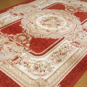 Aubusson Rug 10 x 14 Tapestry Weave Carpet Wool on Cotton Entirely Hand Woven in The Historic Aubusson Weave. New, Made In China.