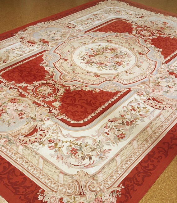 絨毯 124×76cm 手織り　ラグ　カーペット　タペストリー オービュッソンラグ 10 x 14インチ タペストリー織りカーペット ウール