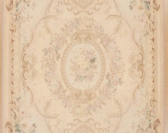 7.10 x 10.2 Handwoven New Woolen Aubusson Carpet Style 1156 (pileless)