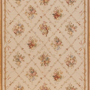 6 x 9.2 Aubusson All Over Design Petit Point Needlepoint Weave Brand New Wool