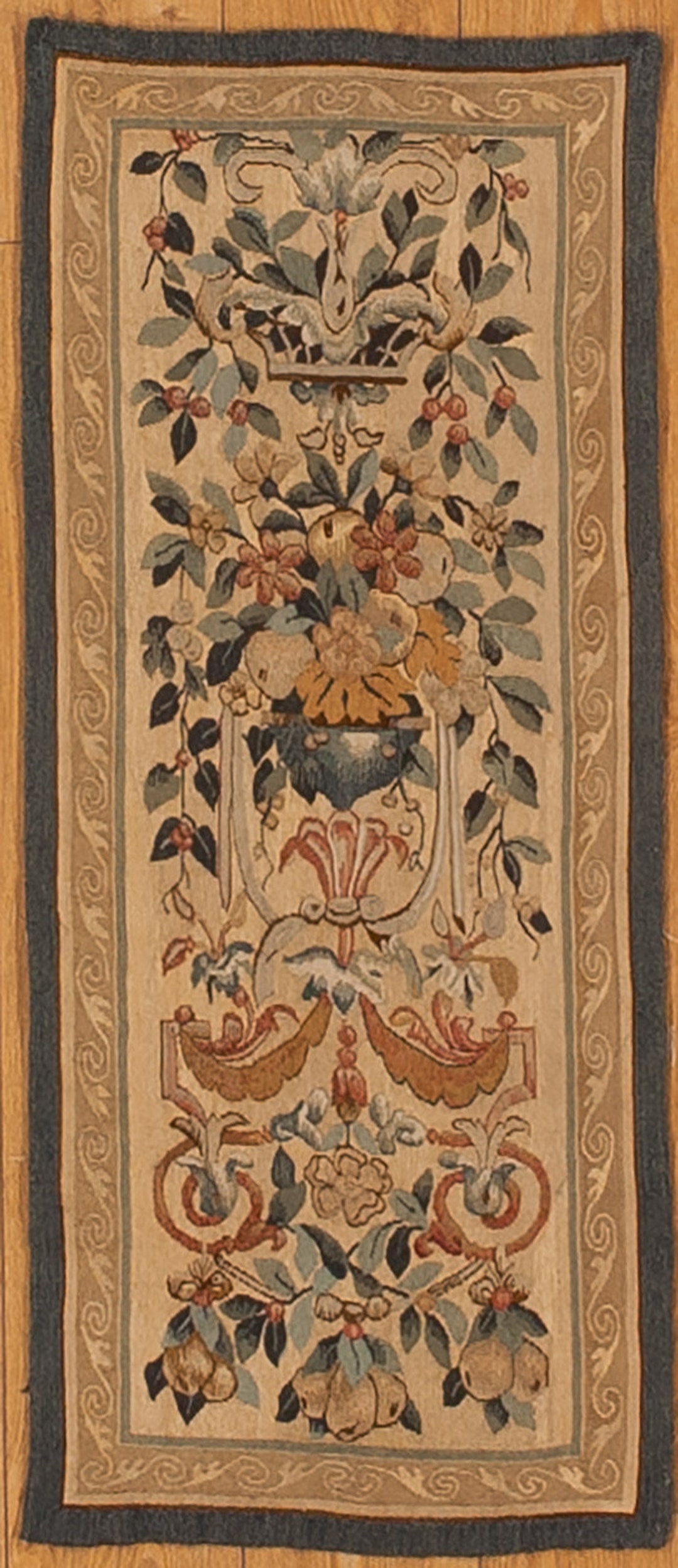 Antique French 19th Century Tapestry Panel 4.1 X 1.9 Wool & Silk ...