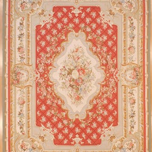 9 x 12 French Aubusson Weave Carpet, Hand Made In Tapestry Weave, Made In China Exact Size 8.10 x 12.4