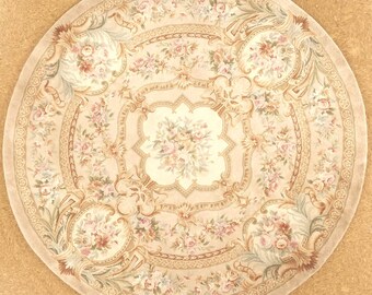8 x 8 Savonnerie Rug, Hand-Knotted Wool On Cotton, Brand New, Meter Size 244 x 244