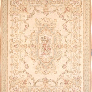 9.9 x 13.2 Aubusson Rug, New Wool On Cotton Woven By Hand In French Tapestry Technique. Meter 297 x 401.