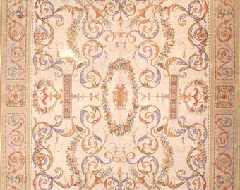Savonnerie Hand Knotted Rug 11.9 x 18.2