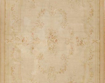 8.1 x 11.0 Antique French Aubusson Carpet Late 19th Century 1233