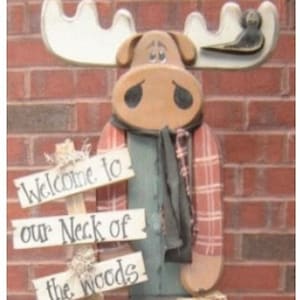 Mail out PATTERN Welcome to our Neck of the Woods Standing Moose Wood Craft DIY Pattern