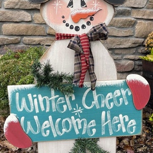 E-PATTERN Winter Cheer Welcome Here Porch Stander Snowman DIY Wood Craft Pattern