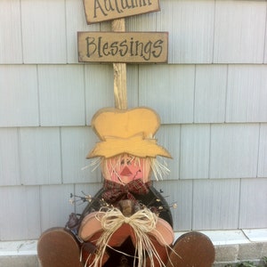 Mail out PATTERN Autumn Blessings Large Sitting Scarecrow Wood Craft DIY Pattern Packet
