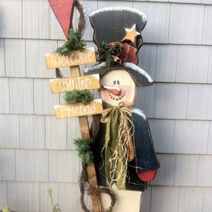 Mail out PATTERN Welcome Winter Friends&quot; Standing Snowman Wood Craft DIY Pattern