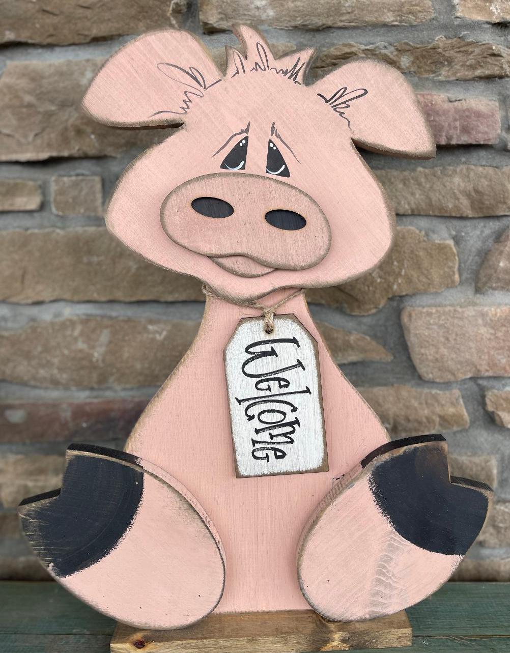 MAIL-out-PATTERN Large Pig Porch Sitter Wood Craft DIY Pattern