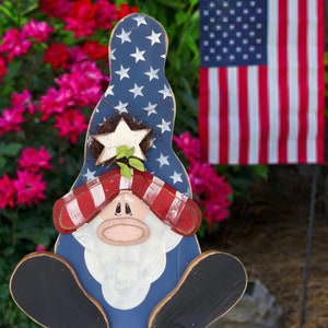 E-PATTERN Large Porch Sitter &quot;Americana Gnome&quot; Wood Craft DIY Pattern