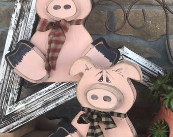 E-PATTERN Critter Sitter Collection  Small Pig Sitter/hanger Wood Craft DIY Pattern