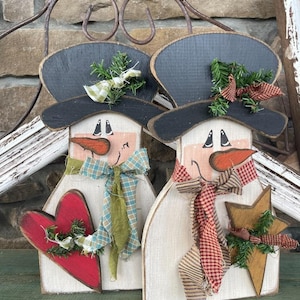 Mail-out-PATTERN Critter Sitter Collection Small Snowman w Heart/Star 2 in 1 Wood Craft DIY Pattern