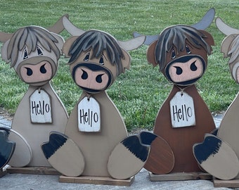 MAIL-out-PATTERN Highland Cow Porch Sitter Wood Craft DIY Pattern