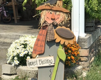 MAIL Out PATTERN Harvest Blessings Standing Scarecrow w Sunflower Wood Craft DIY Pattern