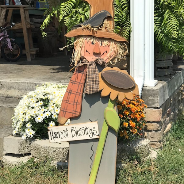 MAIL Out PATTERN Harvest Blessings Standing Scarecrow w Sunflower Wood Craft DIY Pattern