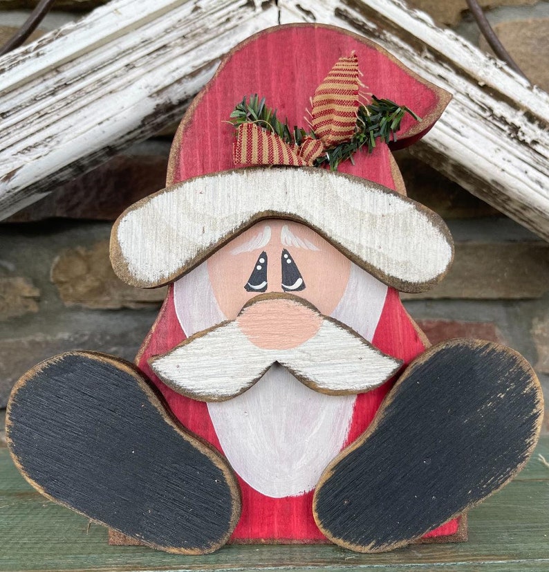 Mail-out PATTERN Mini-Critter Sitter Santa mini Sitting Santa Wood Craft DIY Pattern image 1