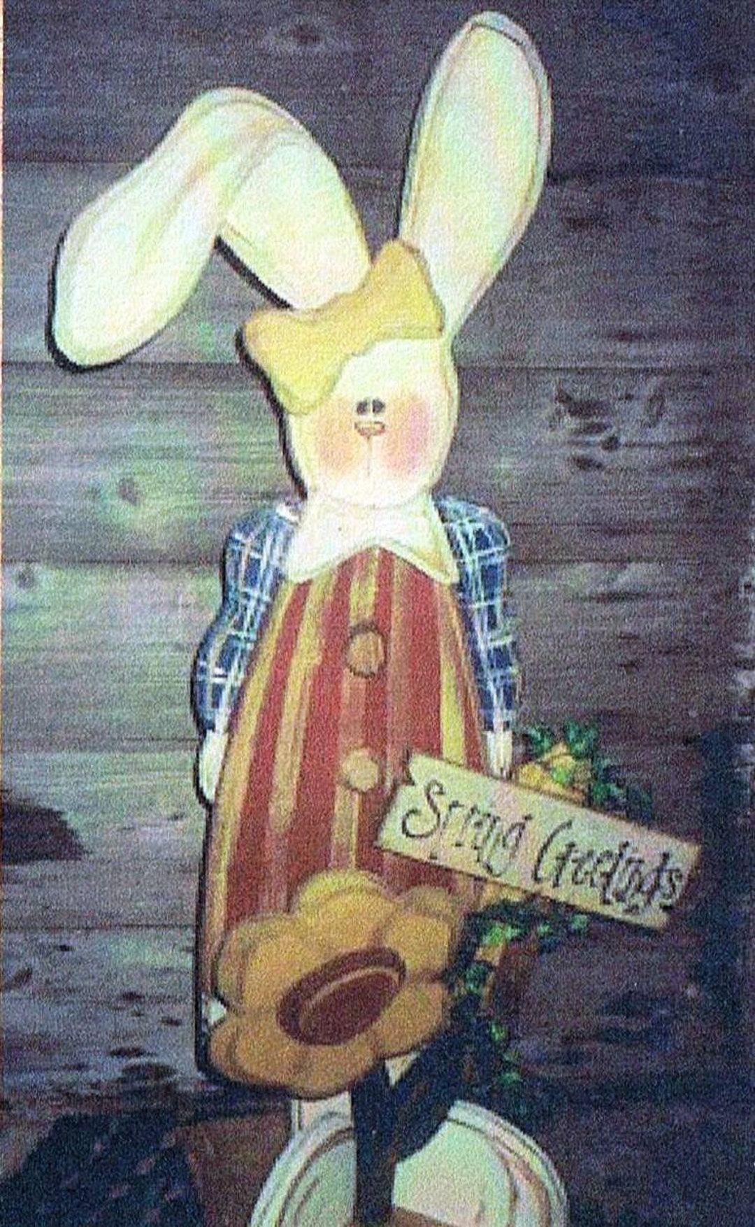 E-PATTERN Spring Greertings Standing Girl Bunny Wood Craft DIY Pattern ...