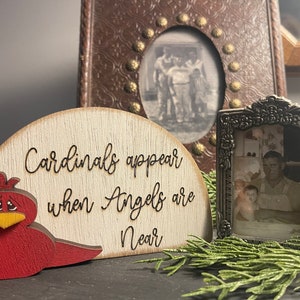 Cardinals Appear when Angels are Near Memorial plaque, finished Mini Cardinal Sign, Memorial Gift