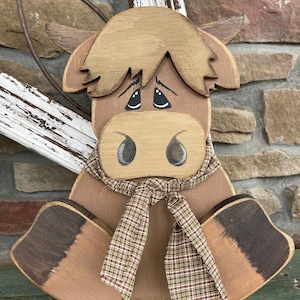 E-PATTERN Critter Sitter Collection  Small Highland Cow Sitter/hanger Wood Craft DIY Pattern pdf and svg files