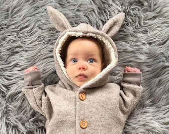 Woolen bodysuit "lille kanin", virgin wool, Bodysuit, little rabbit, baby, kids