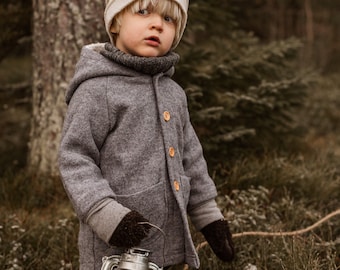 Woolen jacket, coat "Jona", teddyfur, virgin wool, new wool, choice of color, kids, baby