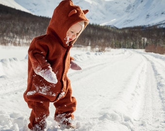 Lined woolen bodysuit "lille Rev", little fox, virgin wool, jumpsuit, onsie, baby, kids