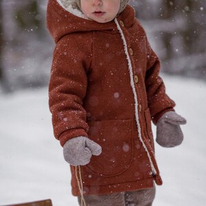 Veste de promenade doublure en peluche, Jona , laine vierge, couleur au choix, veste en laine bébé enfant, veste d'hiver image 2