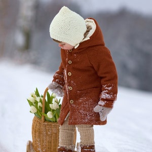 Lined Wool Coat Jona, sherpa lining, Wintercoat, new wool, Winter jacket, kids, baby image 10