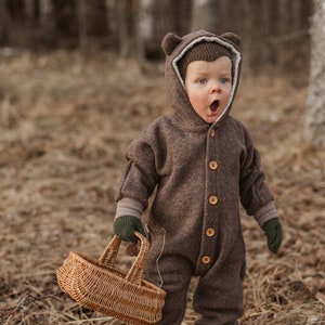 Woolen bodysuit little bear, virgin wool, Jumpsuit, Overall color of choice image 1