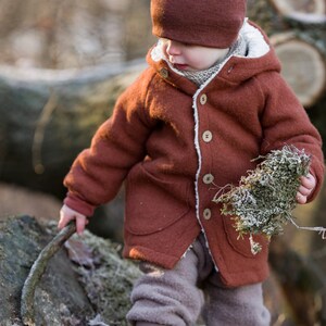 Veste de promenade doublure en peluche, Jona , laine vierge, couleur au choix, veste en laine bébé enfant, veste d'hiver image 4