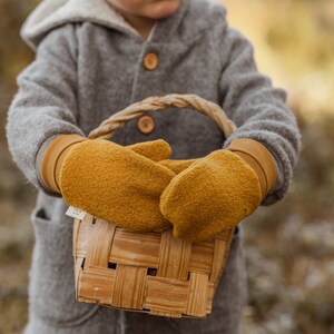 Woolen mittens for kids, organic cuffs, boiled, gloves, kids, baby image 7