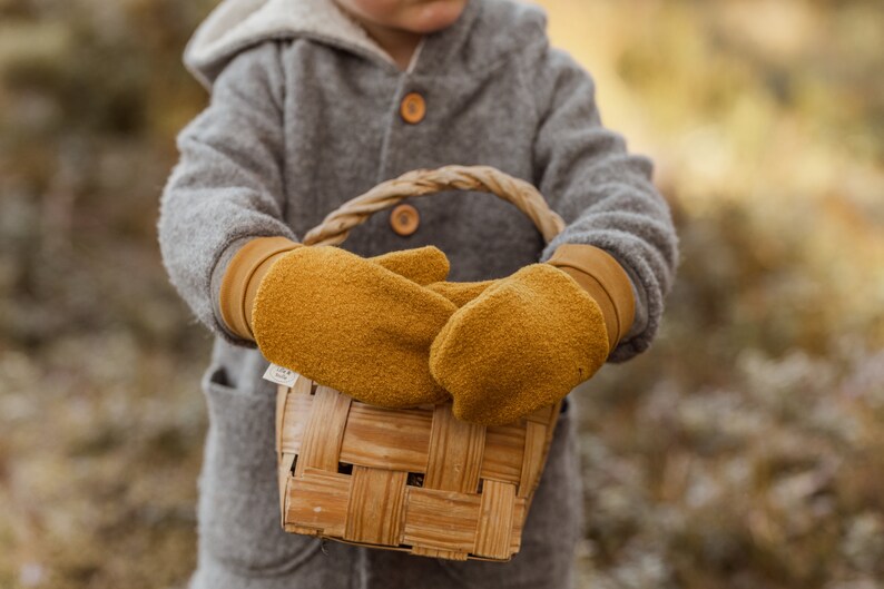 Woolen mittens for kids, organic cuffs, boiled, gloves, kids, baby image 7
