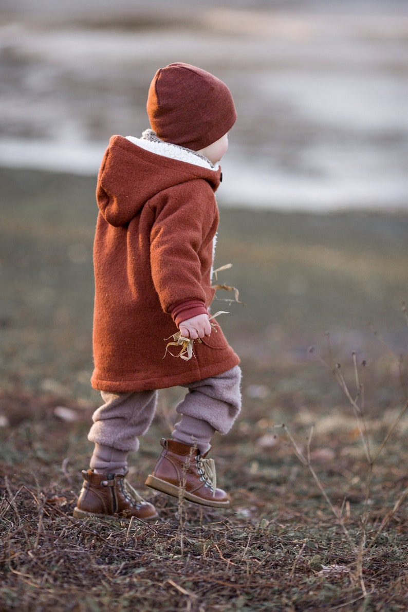 Veste de promenade doublure en peluche, Jona , laine vierge, couleur au choix, veste en laine bébé enfant, veste d'hiver image 5