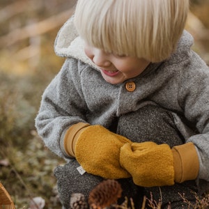 Woolen mittens for kids, organic cuffs, boiled, gloves, kids, baby image 2