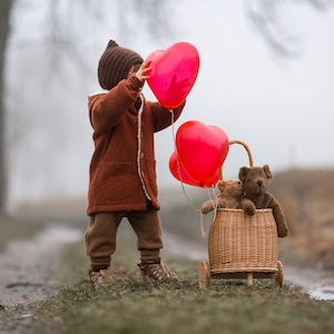 Veste de promenade doublure en peluche, Jona , laine vierge, couleur au choix, veste en laine bébé enfant, veste d'hiver image 7