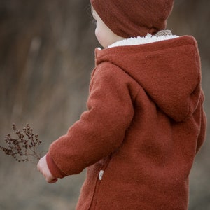 Veste de promenade doublure en peluche, Jona , laine vierge, couleur au choix, veste en laine bébé enfant, veste d'hiver image 6