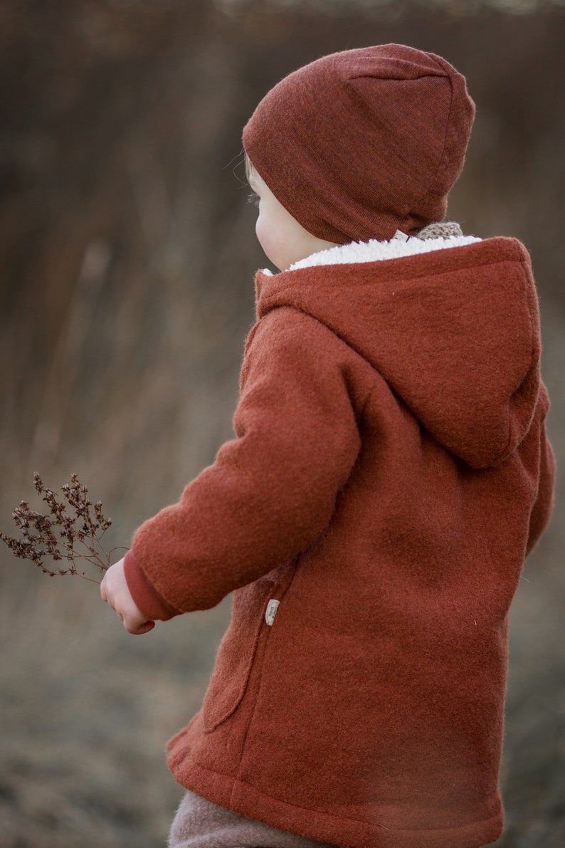 Lined Wool Coat Jona, sherpa lining, Wintercoat, new wool, Winter jacket, kids, baby image 6