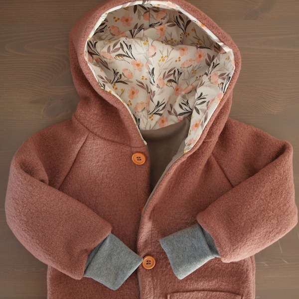 Gefütterte Walkjacke "Jona", BIO Futter, Schurwolle, Wunschfarbe, baby, kind, Wollwalkjacke