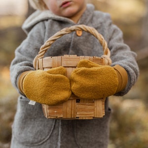 Woolen mittens for kids, organic cuffs, boiled, gloves, kids, baby image 1