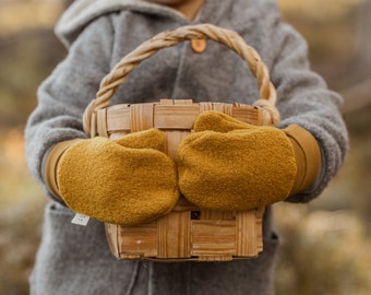 Woolen mittens for kids, organic cuffs, boiled, gloves, kids, baby